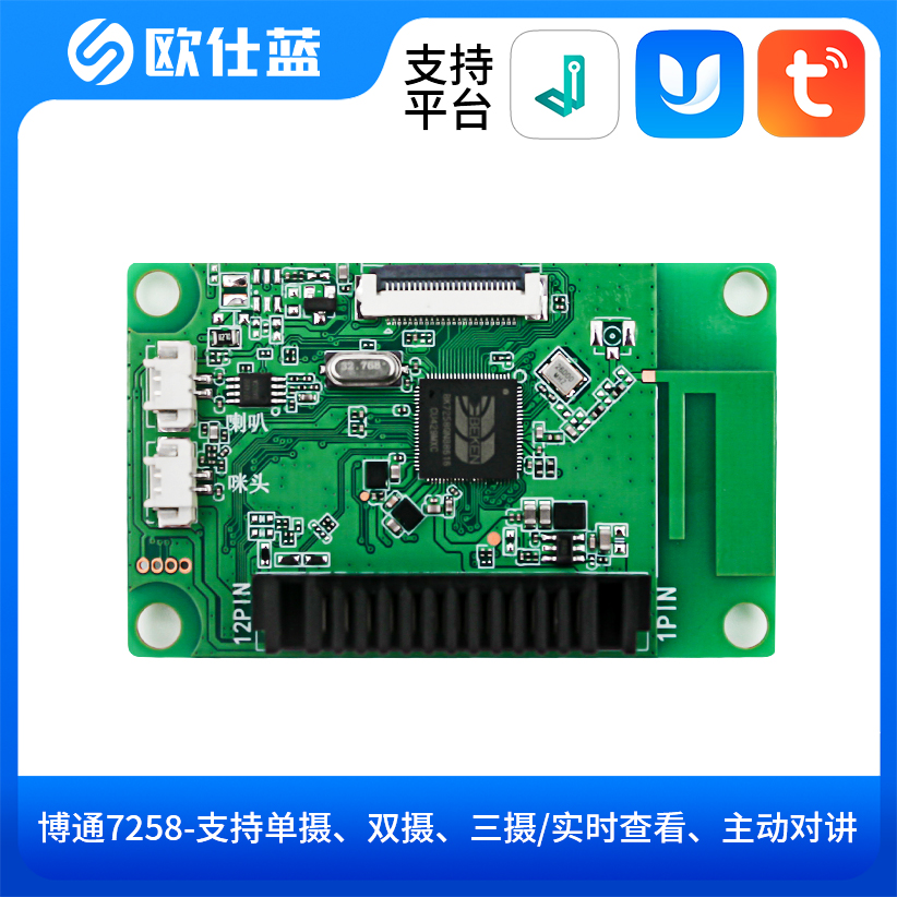 博通7258-支持单摄、双摄、三摄/实时查看、主动对讲